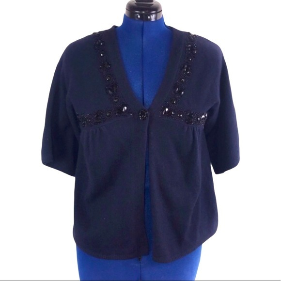 next Sweaters - Next‎ 14(UK) black beaded wool/angora babydoll cardigan sweater
